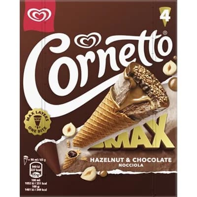 Cornetto Max Hazelnut & Chocolate Multipack mraž. 4 x