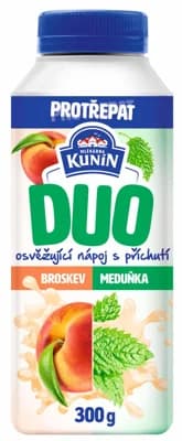 Mlékárna Kunín Duo zakysaný nápoj s příchutí broskev a meduňka