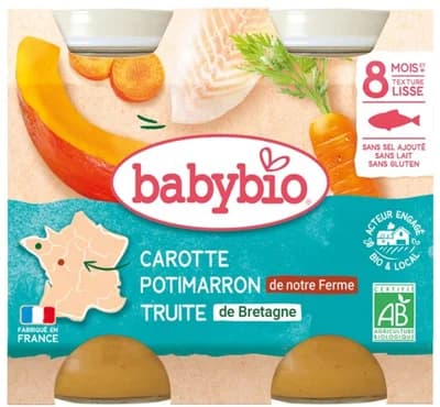 Babybio BIO Mrkev a dýně se pstruhem (2×200g)