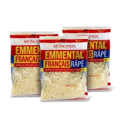 Monoprix Francouzský strouhaný ementál, 3x70g