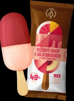 Benešovská továrna na zmrzlinu Růžový grep & bílá broskev v ruby čokoládě