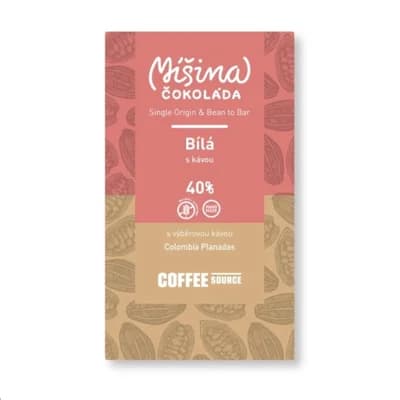 Míšina čokoláda Bílá 40% s kávou 50g