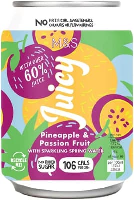 Marks & Spencer Perlivý nápoj jablko, ananas, mučenka a banán