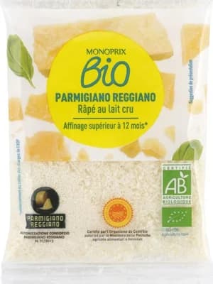 Monoprix Biologique BIO Strouhaný sýr Parmigiano Reggiano