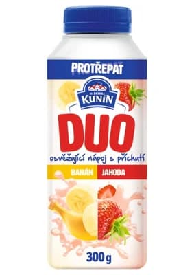 Mlékárna Kunín Duo zakysaný nápoj s příchutí banán jahoda