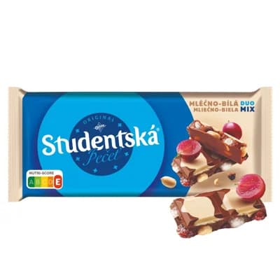 Orion Studentská pečeť Mléčno-Bílá čokoláda s arašídy, rozinkami a želé