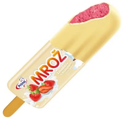 Mrož Jahodový s tvarohem v bílé polevě