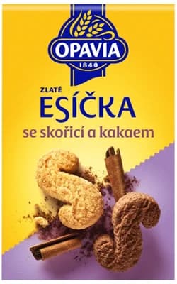 Opavia Zlaté Esíčka sušenky se skořicí a kakaem