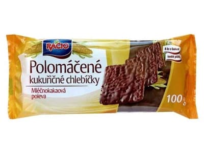 Racio Polomáčené kukuřičné chlebíčky s mléčnokakaovou polevou