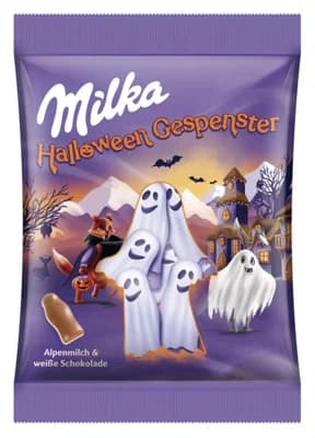 Milka Halloween Duchové z mléčné a bílé čokolády
