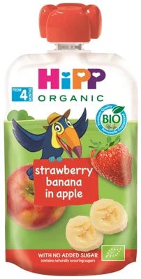 HIPP BIO Kapsička Hippis jablko, banán a jahoda