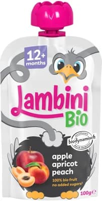 Lambini BIO Demeter kapsička jablko, meruňka a broskev