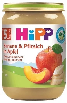 HiPP BIO Jablka s banány a broskvemi