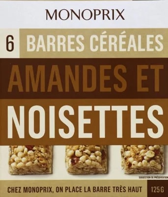 Monoprix Cereální tyčinky s mandlemi a lískovými oříšky