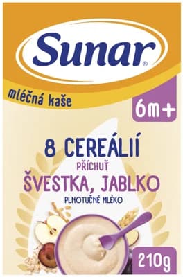 Sunar Mléčná kaše s 8 cereáliemi švestka, jablko