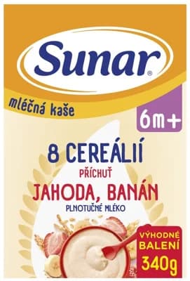 Sunar mléčná kaše s 8 cereáliemi jahoda, banán XXL