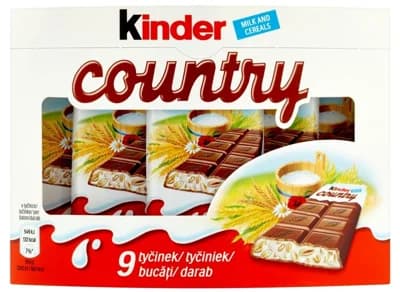 Kinder Country Mléčná čokoláda s mléčnou náplní a obilovinami (9x23,5g)
