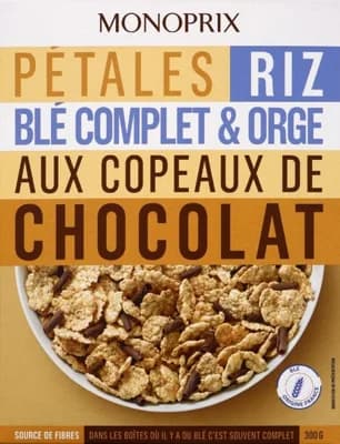 Monoprix Celozrnné lupínky s kousky čokolády