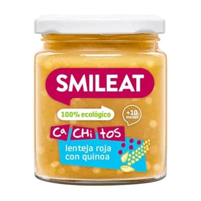 Smileat BIO Příkrm s kousky quinoa, červená čočka, zelenina s extra panenským olivovým olejem