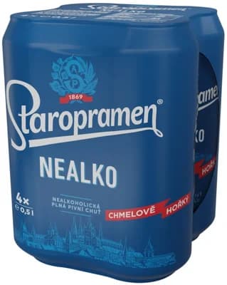 Staropramen Nealko, světlé, plech multipack 4x0,5l