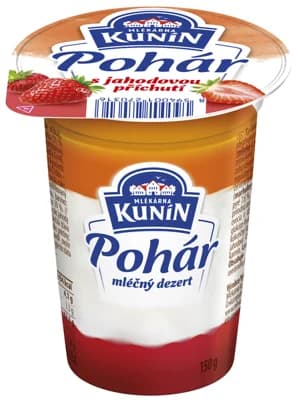 Mlékárna Kunín Pohár mléčný dezert s jahodovou příchutí