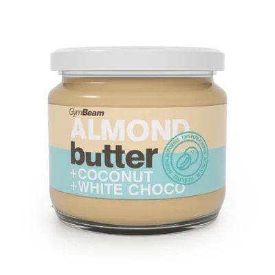 GymBeam Mandlové máslo s kokosem a bílou čokoládou kokos bílá čokoláda