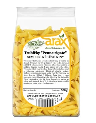 ARAX Těstoviny semolinové trubičky "Penne Rigate"