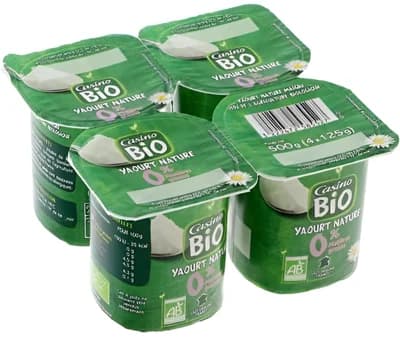Casino BIO Bílý jogurt, 0 % tuku, 4x 125 g