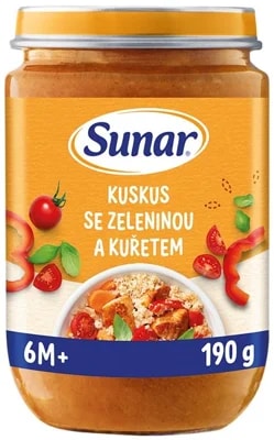 Sunar Příkrm kuskus se zeleninou a kuřetem, 6m+