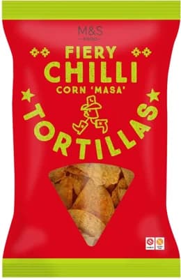 Marks & Spencer Kukuřičné tortillové lupínky s příchutí chilli