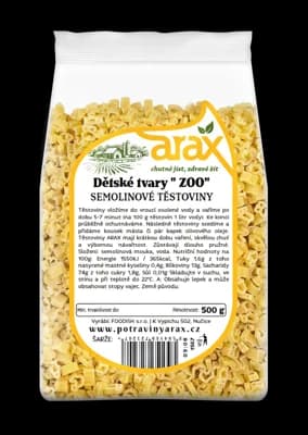 ARAX Těstoviny semolinové zvířátka "Dětské tvary, ZOO"