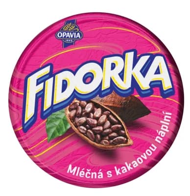 Opavia Fidorka Mléčná s kakaovou náplní růžová