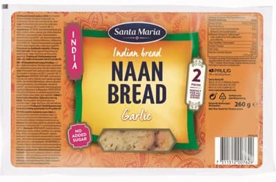 Santa Maria Naan indický chléb česnek, 2 ks