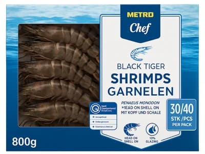 Metro Chef Krevety Black Tiger syrové neloupané 30/40