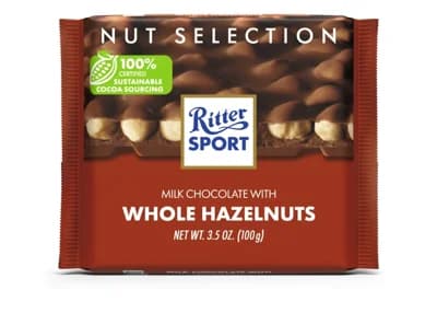 Ritter Sport Mléčná čokoláda s celými ořechy