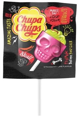 Chupa Chups 3D Skull Strawberry-Lime lízátko