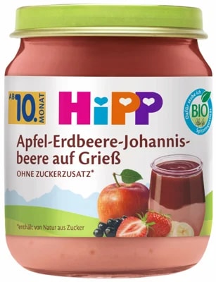 HiPP BIO Krupička s jablky, jahodami a černým rybízem