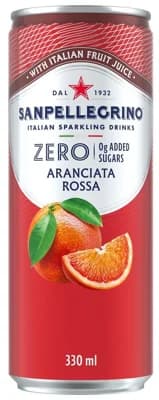 San Pellegrino Aranciata Rossa zero plech (červený pomeranč)