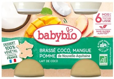 Babybio BIO Brassé z kokosového mléka mango a jablko (2×130 g)