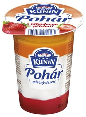 Mlékárna Kunín Pohár mléčný dezert s příchutí jahoda