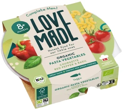 LoveMade BIO Těstoviny se zeleninovým ragú pro děti od 8. měsíce