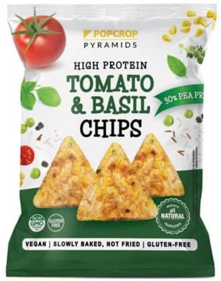 Popcrop Proteinové chipsy s rajčatovo-bazalkovou příchutí