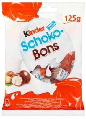 Kinder Schoko-Bons čokoládové bonbony z mléčné čokolády s mléčnou a lískooříškovou náplní