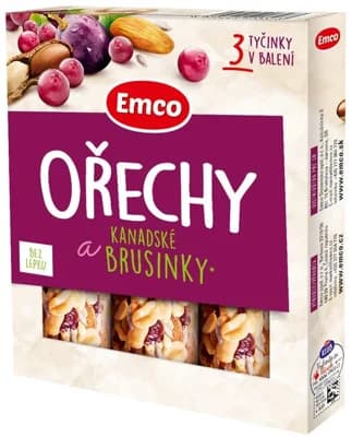 Emco Tyčinka ořechy/brusinka 3x35g