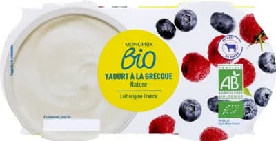 Monoprix Bio Řecký jogurt, 2x150g