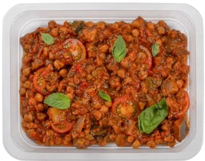 Cibule Bistro #rostlinně Cizrna pečená v rajčatech