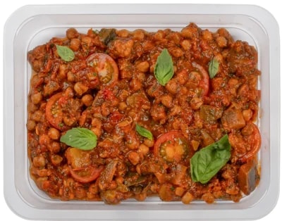 Cibule Bistro #rostlinně Cizrna pečená v rajčatech