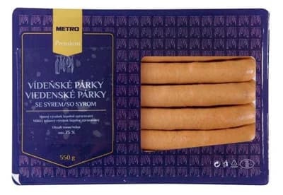 Metro Premium Párky vídeňské se sýrem (60% masa)