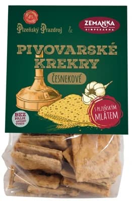 Biopekárna Zemanka Slané krekry s mlátem z Plzeňského Prazdroje a česnekem