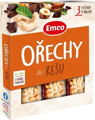 Emco Tyčinky s ořechy a kešu 3x35g